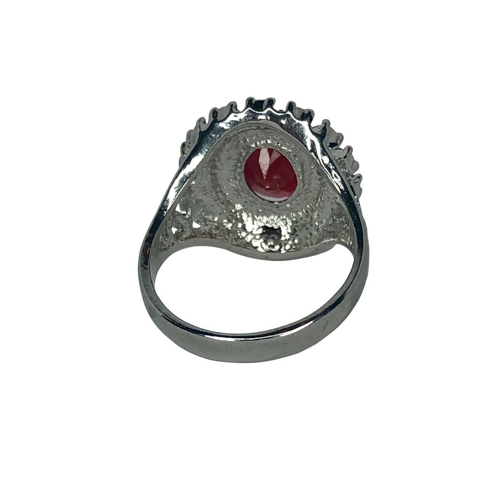 Silver and Red Rhinestone Statement Ring - Size 8.5 - Picture 6 of 6